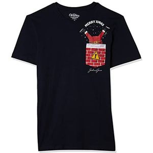 JACK & JONES Jorchristmas Pocket Tee SS C.n Xmas T-shirt voor heren, marineblauw blazer