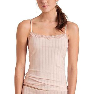 Calida Studie Spaghetti tanktop voor dames, van katoen, met kant, Dresdner, Roze