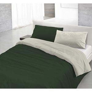 Italian Bed Linen Natural Color Dekbedovertrekset olijfgroen/crème voor tweepersoonsbed