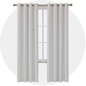 Deconovo Verduisteringsgordijnen met oogjes thermogordijn voor glazen schuiframen 132x241cm 1 grijs-wit