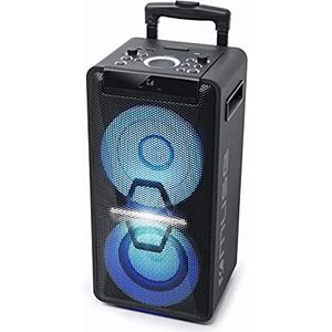Muse DJ PA Batterij 300 W met CD, Bluetooth en lichteffecten (USB, AUX, microfoon, afstandsbediening) zwart