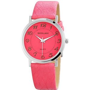 Excellanc - 195025500180 - dameshorloge - kwarts - analoog - armband verschillende materialen roze