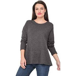 Ulla Popken Dames Basic shirt met lange mouwen ronde hals, grijs (12)