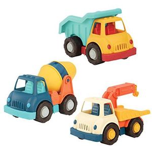 Wonder Wheels by Battat VE1039C1Z Set van 3 speelgoedvrachtwagens: vuilnisbak - aanhanger - betonmixer - veelkleurig - vanaf 12 maanden