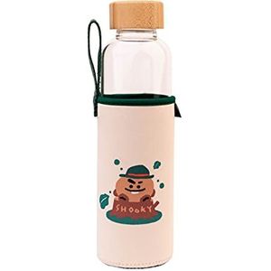 Bt21 Drinkfles Shooky 500 Ml 7 X 23,5 Cm Glas Transparant/beige