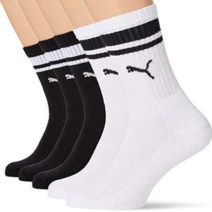 PUMA Uniseks sokken (5 stuks), zwart/wit, 43-46 EU, Zwart/Wit