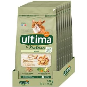 Ultima Nature Droogvoer voor volwassen katten, niet gesteriliseerd met kip: pak 8 x 1,25 kg - Totaal: 10 kg