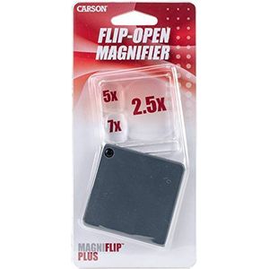 Carson MagniFlip Plus klaploep met 2,5 x / 5 x / 7 x vergroting, incl. beschermhoes voor vaste montage (GN-44)