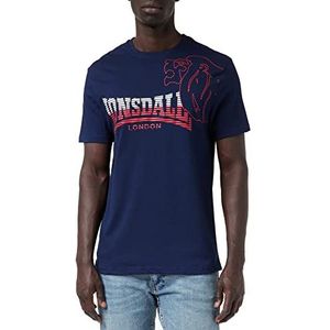 Lonsdale Melplash Regular Fit T-shirt voor heren, marineblauw/rood/wit