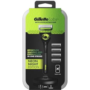 Gillette Labs Scheerapparaat voor heren met geïntegreerde stang, reisetui, 5 reservemesjes