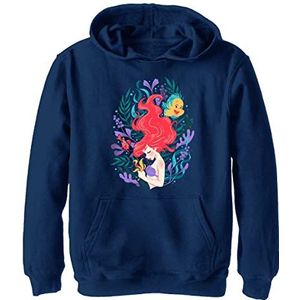 Disney Kids Prinsessen Leafy Ariel Youth kindertrui met capuchon, marineblauw gemêleerd, XL, marineblauw gemêleerd, XL, Chinees Navy Blauw