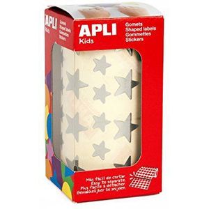 APLI Kids 11117 rol met 1416 metallic stickers, ster klein en groot, zilverkleurig