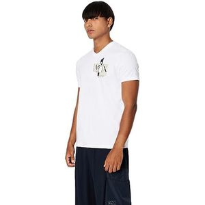 Armani Exchange Slim Fit V-hals Ax Block Graphic Tee T-shirt voor heren, Wit