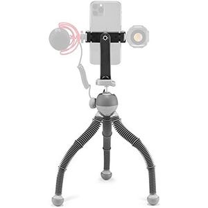 JOBY PodZilla Brede set, flexibel statief met houder voor telefoon GripTight 360, statief smartphone van de makers van de GorillaPod, compatibel met iPhone, sportcamera, apparaat tot 2,5 kg, grijs