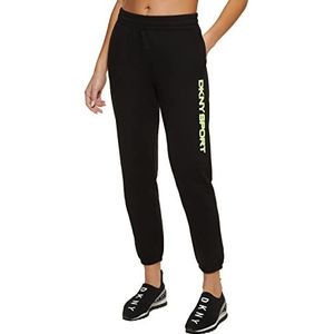 DKNY Joggingbroek voor dames, casual ombré-logo, hoge taille, vrijetijdsbroek, zwart.