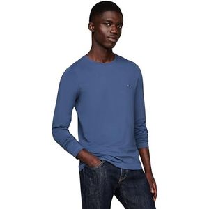 Tommy Hilfiger Stretch slim fit T-shirt met lange mouwen voor heren, Blauw (Aegean Sea)