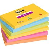 Post-it Super Sticky Notes Carnival, 76 mm x 127 mm, 90 vellen/blok, 6 blokken/verpakking