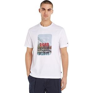 Tommy Hilfiger Landschap grafisch T-shirt S/S T-shirts voor heren, Wit.