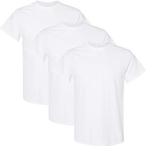 GILDAN T-shirt van dik katoen, stijl G5000, multipack, unisex (3 stuks), wit (3 stuks)