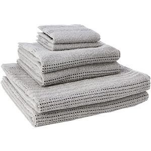 Rapport Home 6 stuks spa-handdoeken, 100% katoen, zilver, gekamd, zacht groen, 120 x 70 x 1 cm
