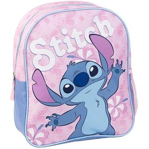 Stitch schoolrugzak voor kinderen, roze, 25 x 20 x 29 cm, gemaakt van polyester, met ritssluiting, Stitch-print, origineel product ontworpen in Spanje, roze, Estándar, casual, Roze, informeel