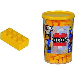 Simba 104118898 Blox, 100 gele bouwstenen voor kinderen vanaf 3 jaar, 8 stenen, met doos, hoge kwaliteit, volledig compatibel met vele andere fabrikanten