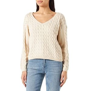 Vila Vichao V-hals L/S Cable Knit Top/Su-noos Gebreide poncho voor dames, Berk