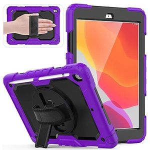 HUEZOE Compatibel met iPad 10,2 inch model 2021/2020/2019, volledige beschermhoes voor iPad 9/8/7 generatie, lila