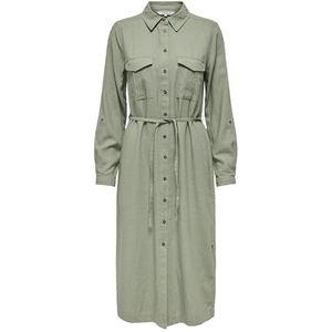 ONLY Onlcaro Ls Linen BL Robe pour femme Taille L, Vert olive, XS