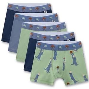 Sanetta Lot de 5 boxers pour garçon Vert | Caleçon de haute qualité et durable pour garçon en mélange de coton. Contenu : lot de 5 sous-vêtements pour garçon, vert, 116