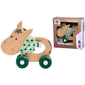 Eichhorn - Baby HiPP Collection - glij-ezel met stof, stille siliconen wielen, 12 cm lang, 100% FSC-gecertificeerd beukenhout, geschikt voor kinderen vanaf 1 jaar