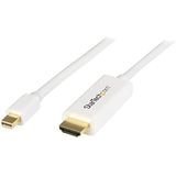 StarTech.com Mini DisplayPort naar HDMI adapterkabel, 1 m, M/M, 4 K, wit (MDP2HDMM1MW)