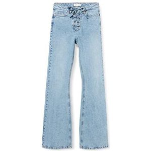 Springfield Pantalon Vaquero Criscross Jeans voor dames, Azul Medium