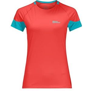 Jack Wolfskin Narrows T-shirt voor dames, Oranje Tango