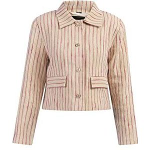 caspio Veste blazer courte pour femme 29027475-CA06, rayures roses et blanches, taille S, Rayures roses et blanches, S