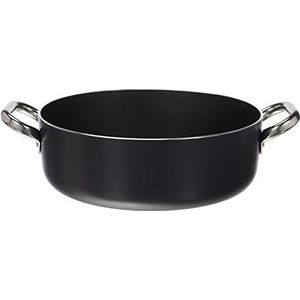 Pentole Agnelli ALSA106SS28 Alblack steelpan met handgrepen, aluminium, zwart, 28 cm