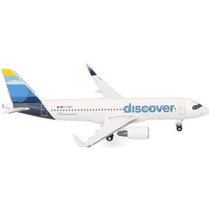 Herpa Discover Airbus A320 miniatuurvliegtuig, schaal 1:500, verzamelstuk, model zonder sokkel, metaal