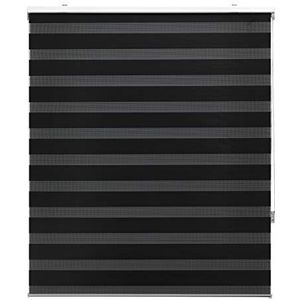 Blindecor Rolgordijn op maat gemaakt voor dag en nacht, kleur: zwart, 115 x 180 cm (breedte x hoogte), afmetingen van de stof: 112 x 175 cm, rolgordijn voor nacht en dag