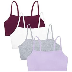 Fruit of the Loom Spaghetti Strap Cotton Pullover Sports Bra Value Pack Sportbeha voor dames (6 stuks), paars/wit/lila/grijs