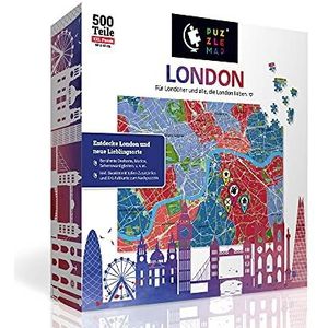 PuzzleMap London Stadspuzzel | XXL 500 delen | incl. boekje en vouwkaart | motief formaat 64 x 48 cm | reishandleiding als herinneringsgeschenk