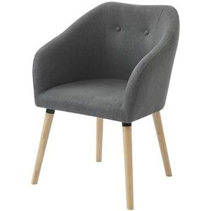BAÏTA Viggo fauteuil in grijze stof met houten voet