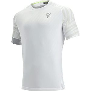 Macron Perfect T-shirt voor het spelen van peddel, tennis, Corsa Prime CB Pablo T-Shirt SS Man Deep, Mesh Micro geperforeerd wit, blauw, Wit/zilver-opdruk