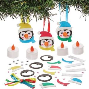 Baker Ross FN342 Pinguïn led-kookkaarsendecoratieset - 4 stuks, kersthandwerk, kerstversiering voor kinderen