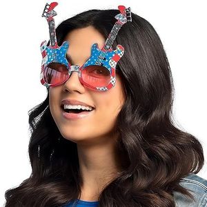 Boland 44976 - Amerikaanse gitaar partybril, volwassen bril, grappige bril zonder correctie, carnavalsbril, kostuumaccessoires