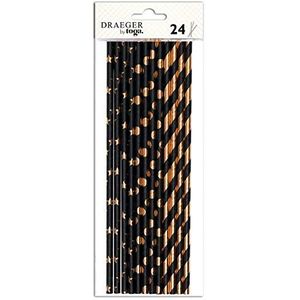 Toga DKO029 Klassieke rietjes, zwart en goud, 24-delige set