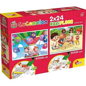 COCOMELON vloerpuzzel - altijd vriendelijk 2 x 24 stukjes puzzel en kleurplaat formaat 50 × 35