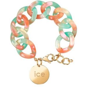 ICE - Jewellery - armband - schakelarmband XL kleur voor vrouwen gesloten met een goudkleurige medaille middelgroot, acetaat roestvrij staal, zonder edelsteen, Acetaat, roestvrij staal, Geen edelsteen Geen edelsteen