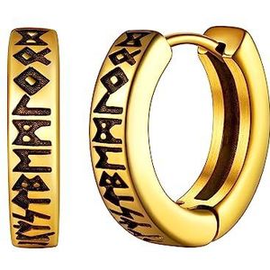 FaithHeart Viking Herenoorbellen, ringen, rune-oorbellen, zilver 925 / roestvrij staal/goud/zwart, Scandinavische sieraad, Gothic, oorpiercing voor heren, jongens en dames (geschenkdoos), Geen edelsteen
