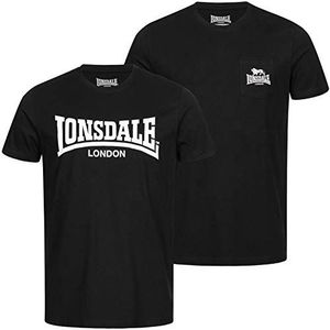 Lonsdale Sussex T-shirt voor heren, dubbelpak, zwart.