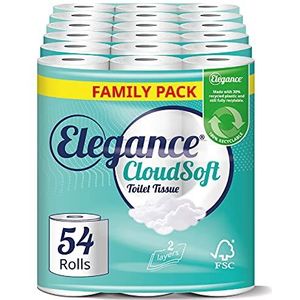 Elegance Cloud Soft 6 verpakkingen met elk 9 rollen toiletpapier voor in totaal 54 rollen